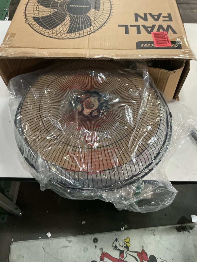 Condition photo showing New/Like New for vagkri wall mount fan, 16 inch wall fans with 5 blades, 5 speeds, 8 hour timer, 90° oscillating quiet fan with remote for home office bedroom living room garage (black)