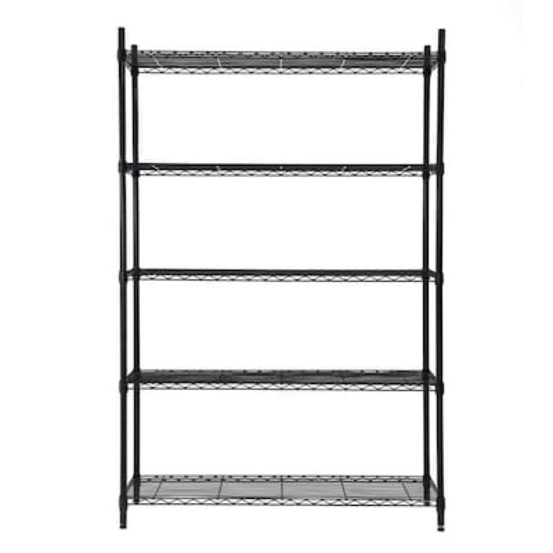 style selections 47.7-in w x 18-in d x 72-in h 5 -tier black metal wire utility shelving unit