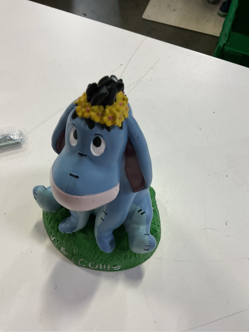 Condition photo showing As Is for disney 8-in h x 4.5-in w multiple colors/finishes eeyore garden statue