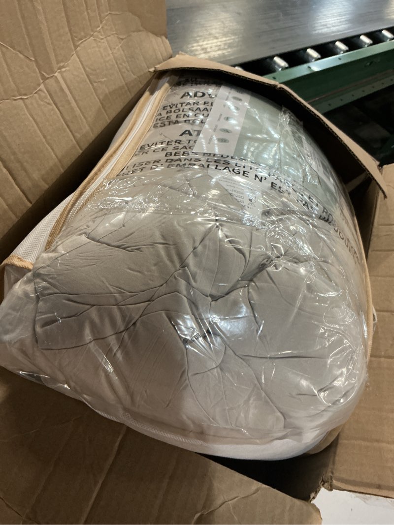 Condition photo showing As Is for ROSGONIA King Size Comforter Set Oatmeal, 3pcs (1 Boho Comforter & 2 Pillowcases), All Season Bedding Soft Lightweight Bedspread Blanket Quilt King Comforter 104"x90" Oatmeal