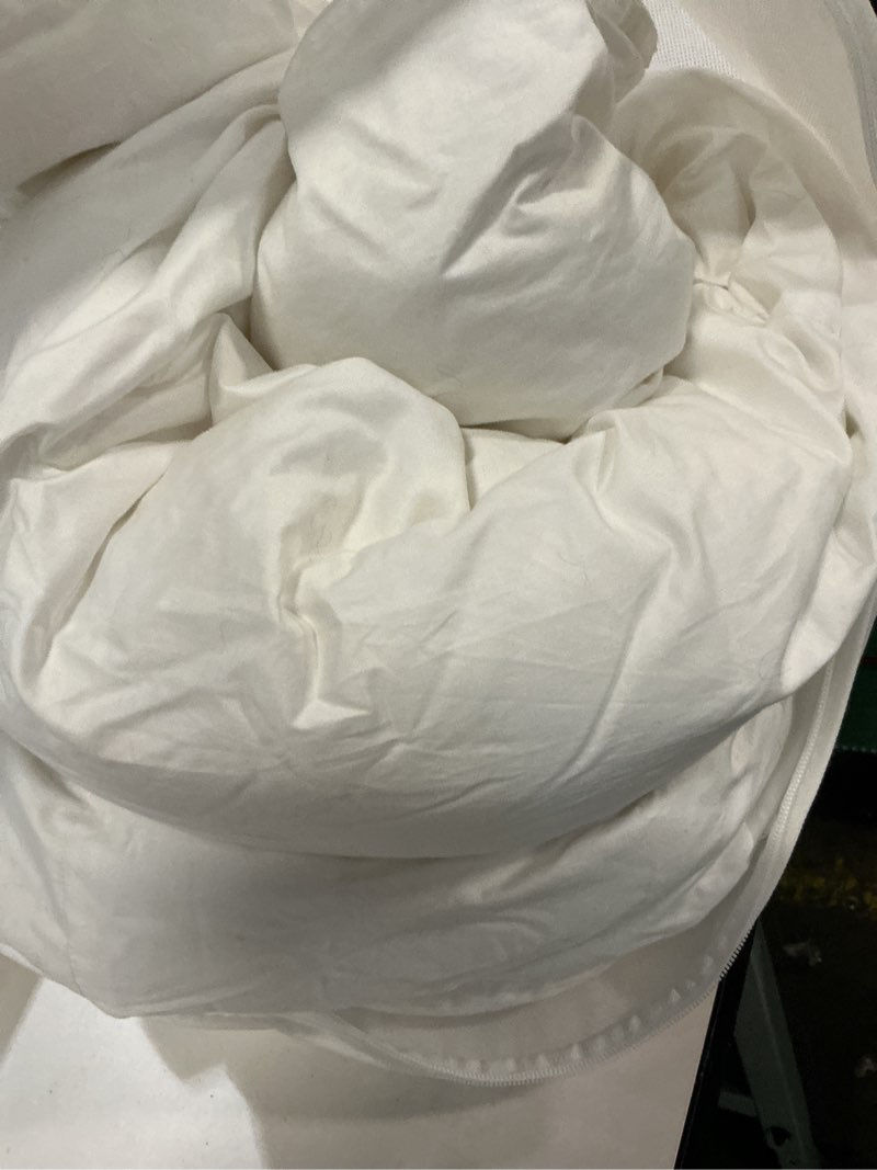 Condition photo showing As Is for ultra-warm premium down alternative comforter, full/queen, white