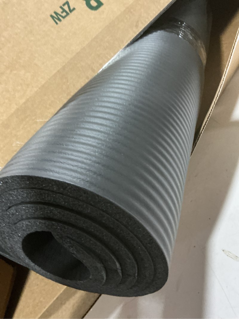 Condition photo showing As Is for amazon basics extra thick exercise yoga mat with carrying strap black 1/2 inch