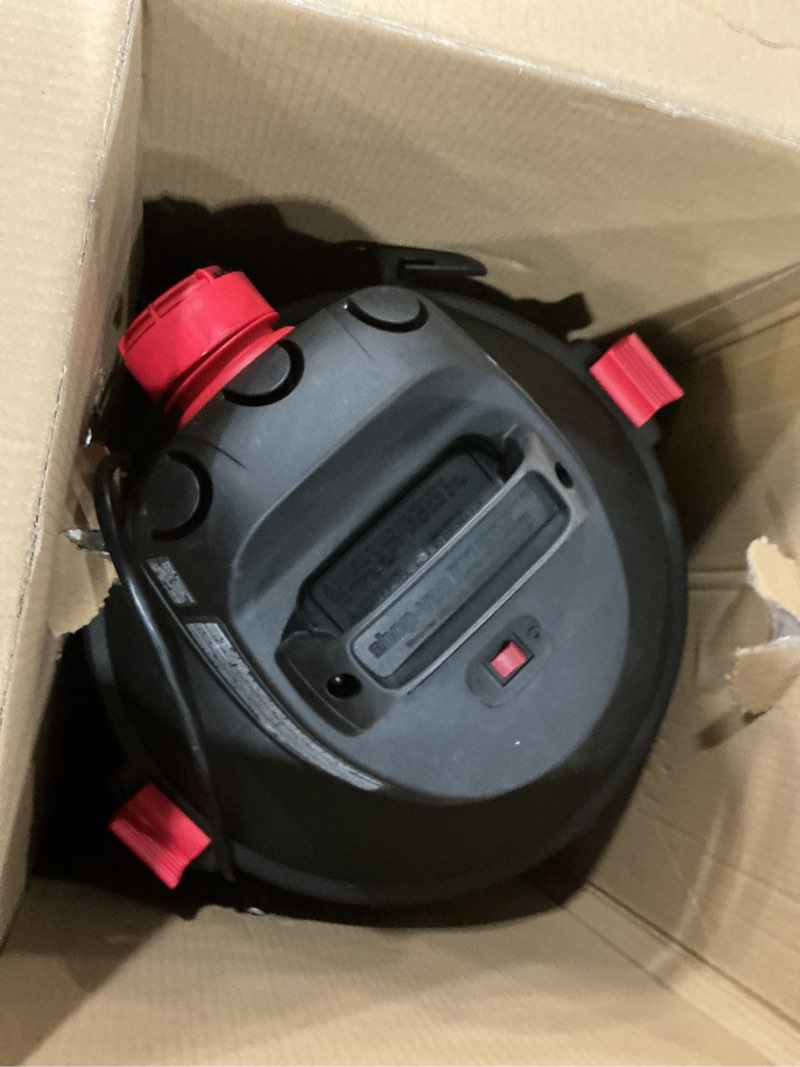 Condition photo showing As Is for shop-vac 5983389 wet/dry vacuum cleaner, 16 gallon, 6.5 peak hp, 2.50 inch diameter x 8 foot hose, 18 foot cord, ideal for jobsite, garage & workshop
