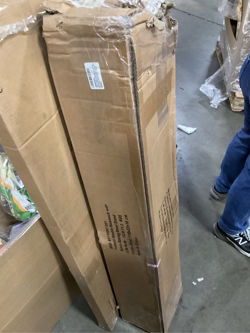 Condition photo showing New/Like New for PNAEUT Double Hammocks with Stand for Outside, Portable Space Saving Heavy-Duty Steel Stand for Indoor Outdoor Patio with Carrying Bag, 450 lbs Capacity (Coffee)