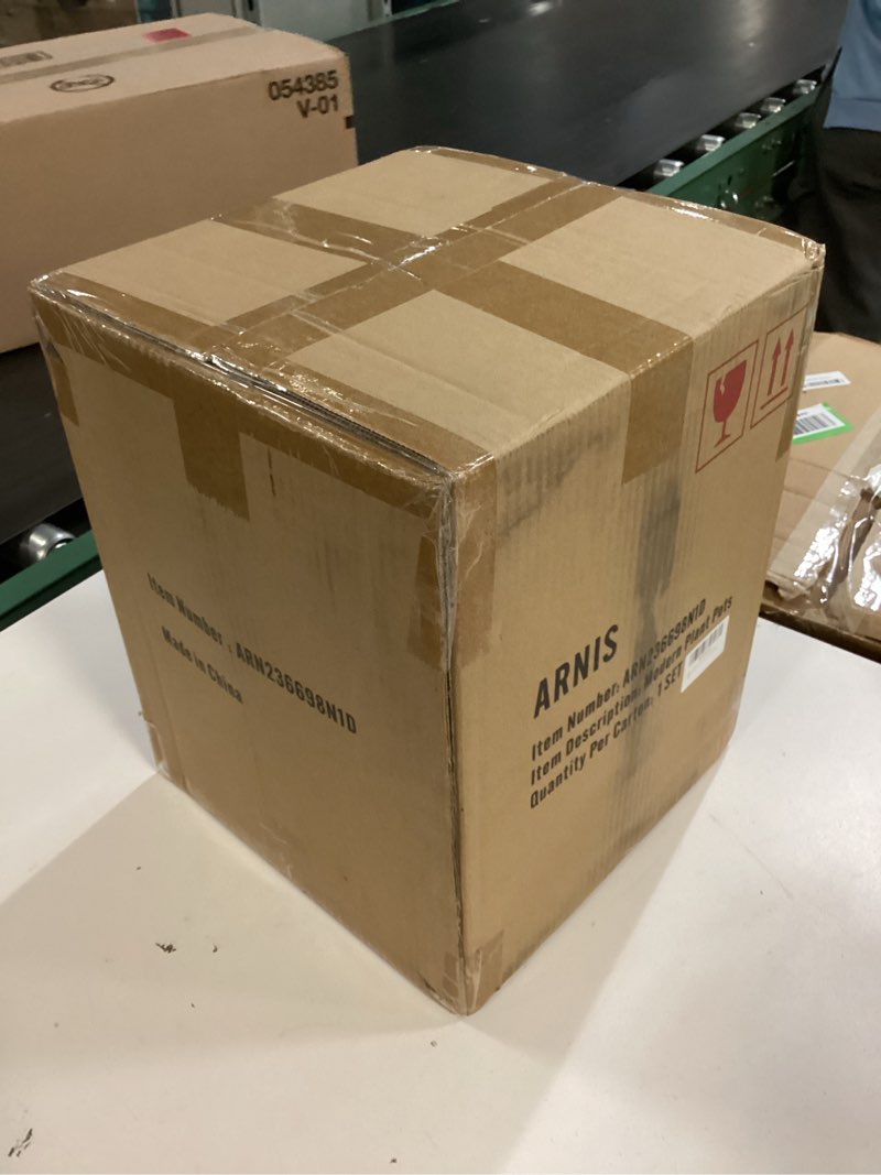 Condition photo showing New/Like New for ARNIS Modern Plant Pots, Set of 2 Large Planters with Stand, Decorative Planters, Metal Pots with Drainage Holes for Living Room, Office, Garden or Balcony, 8.25 &10.5 Inch, Dirt Dirt 8.25 &10.5