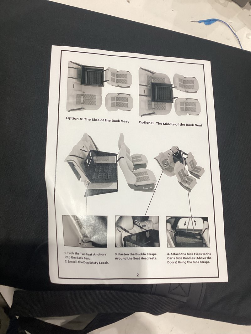 Condition photo showing As Is for zip -snap dog car seat