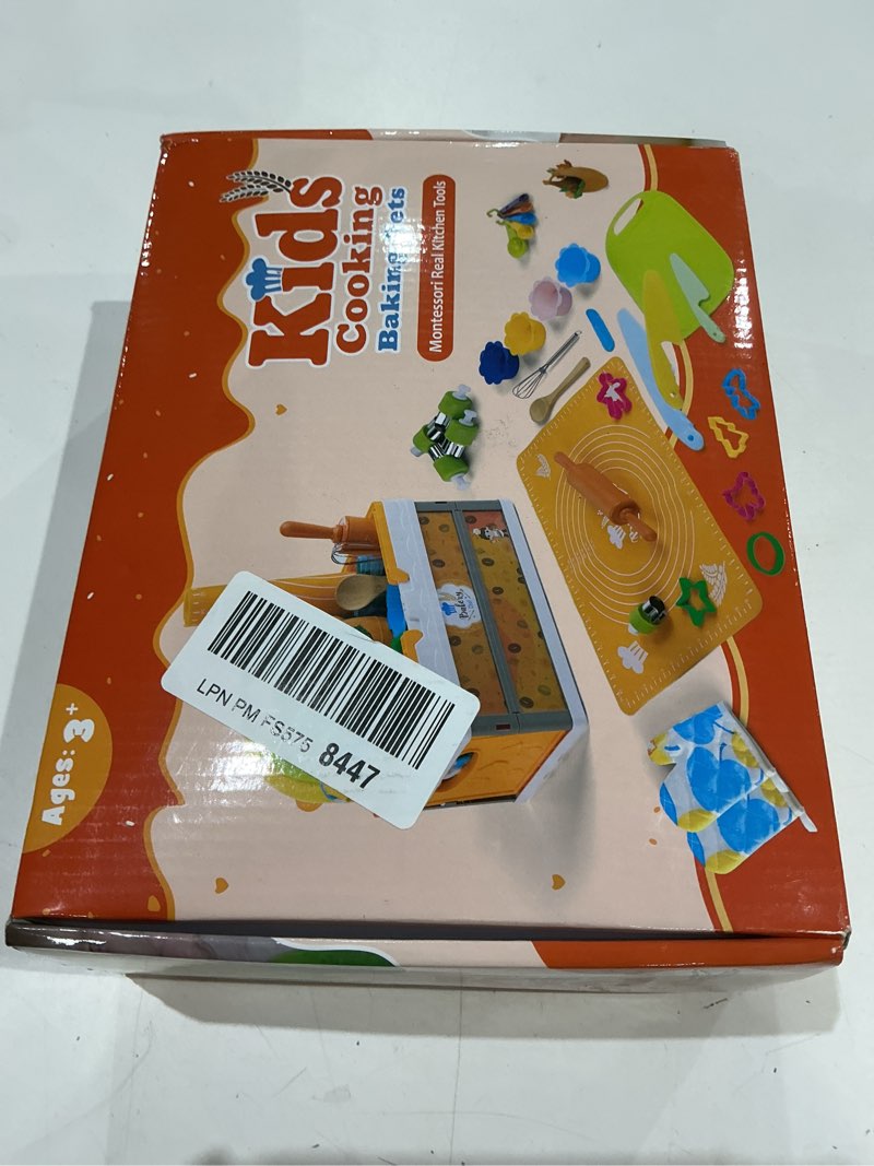 Condition photo showing New/Like New for efo shm 52 pcs kids cooking sets, montessori pretend play kitchen toys for real cooking baking, toddler knife set with chef hat & apron, kids baking set for boys girls christmas birthday gift 1