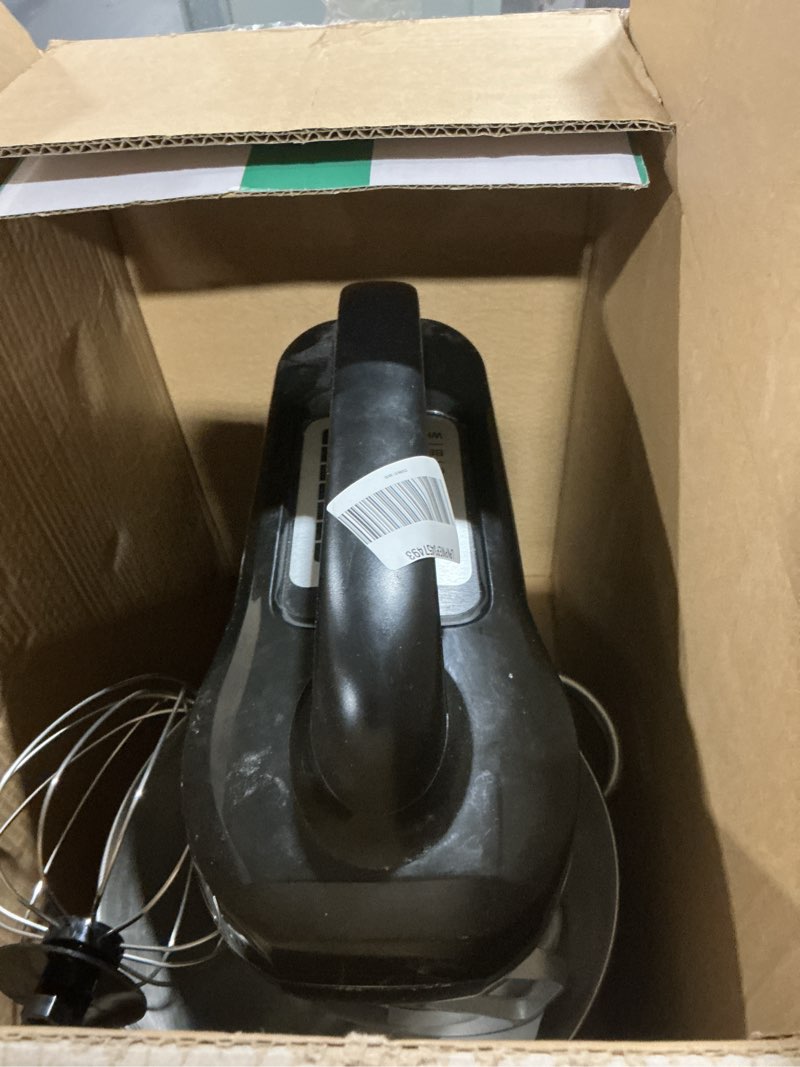 Condition photo showing As Is for Hamilton Beach Electric Stand Mixer, 4 Quarts, Dough Hook, Flat Beater Attachments, Splash Guard 7 Speeds with Whisk, Easy-Carry Top Handle, Black Black 4 Quarts