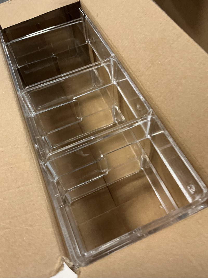 Condition photo showing Good Condition for 2 pack acrylic purse organizer for closet, 8-slot bag & purse organizer, no assembly, clear handbag storage shelf .for shelf divider handbags, clothes, sweater