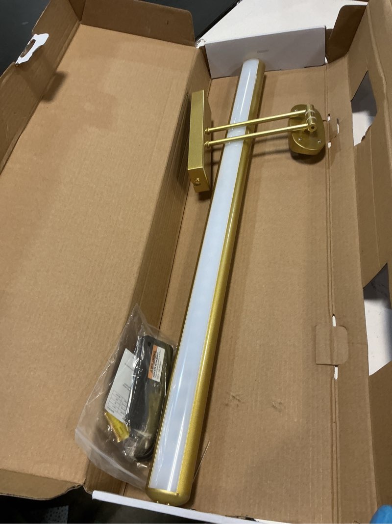 Condition photo showing Good Condition for 24.4" wireless picture lights, rechargeable battery art display light with remote control, dimmable/timer off dartboard light, 3 lighting modes full metal painting display lights (gold-1pack)