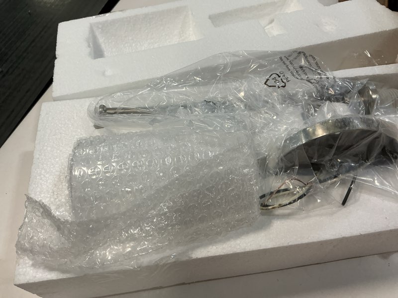 Condition photo showing Good Condition for Kichler Joelson 18.25" 1 Light Wall Sconce with Satin Etched Cased Opal and Clear Glass Accent Glass in Brushed Nickel