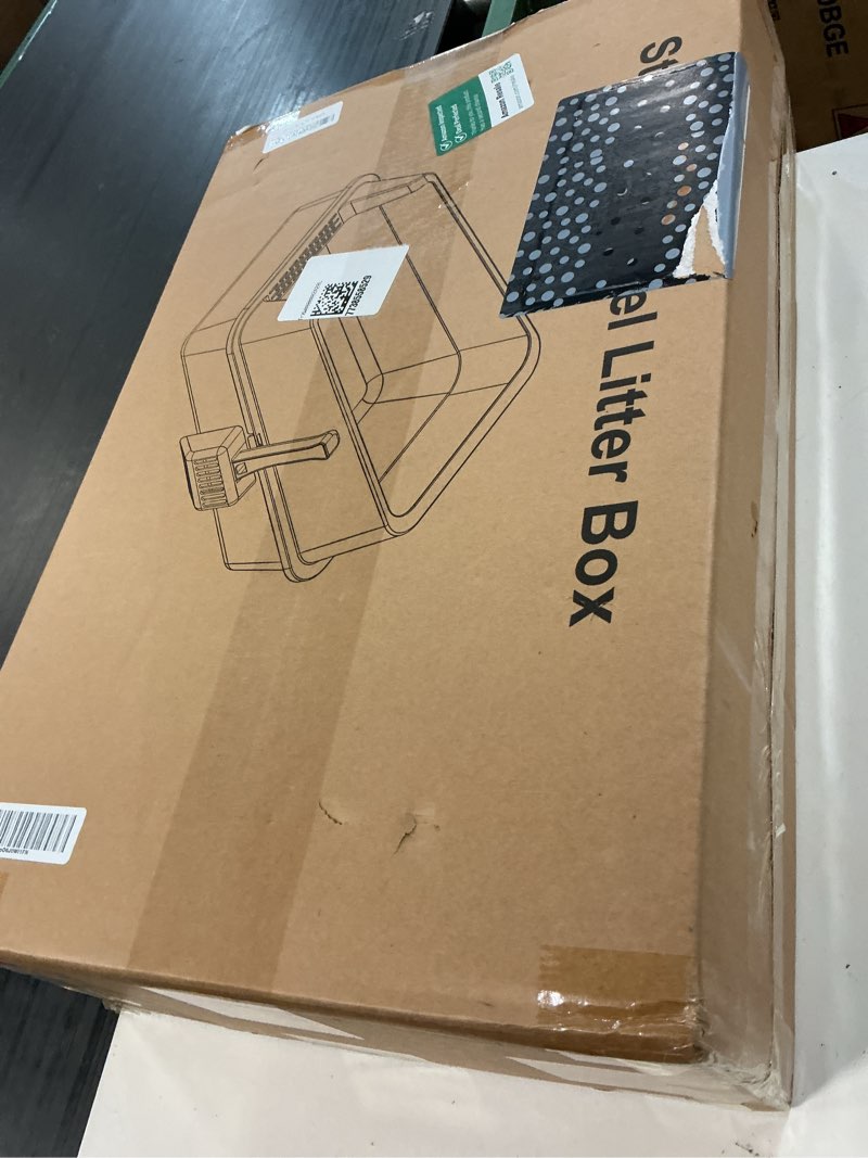 Condition photo showing New/Like New for stainless steel cat litter box with lid, large metal litter box stainless steel with mat & scoop, odor-free/anti-leakage & non-stick/easy clean, high-sided litter box for multiple big cats(xl/grey) xl with lid-grey xl: 23.6"x15.8"x11.8"