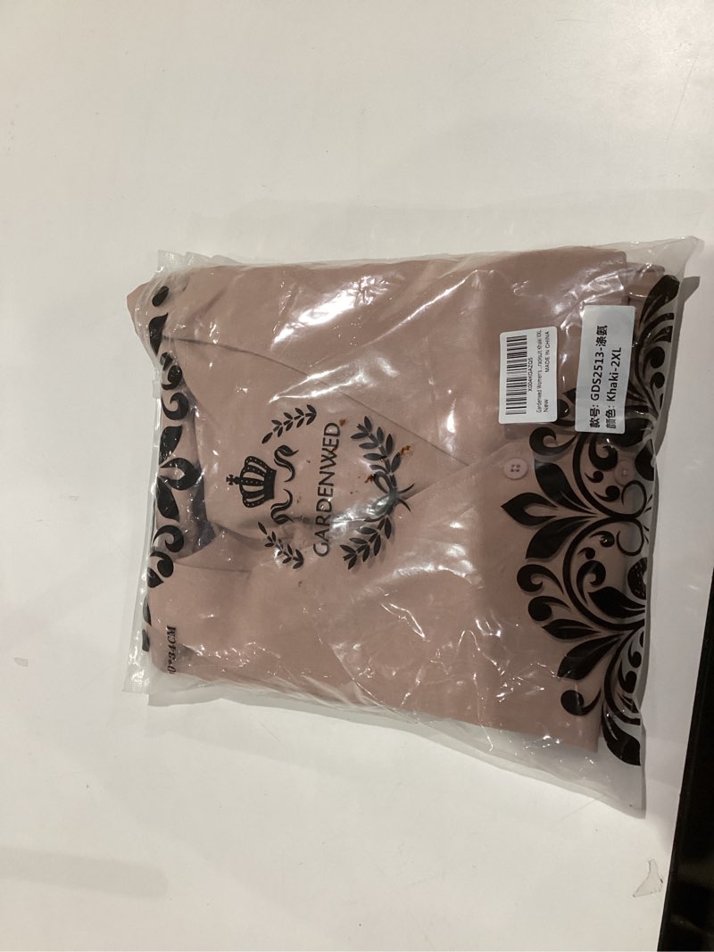 Condition photo showing New/Like New for Gardenwed Women's Two Piece Outfit Set, Short Sleeve V Neck Crop Top with Tie Front and Wide Leg Pants XX-Large Khaki