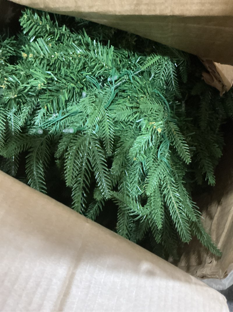 Condition photo showing As Is for HOLLO STAR 9 ft Prelit Pencil Christmas Tree with 600 LED Lights, App Control, Aspen Artificial Christmas Tree, Multi-Color RGBW Lights, 2519 PE & PVC Branch Tips, Skinny Xmas Tree, for Home, Party 9ft Plastic