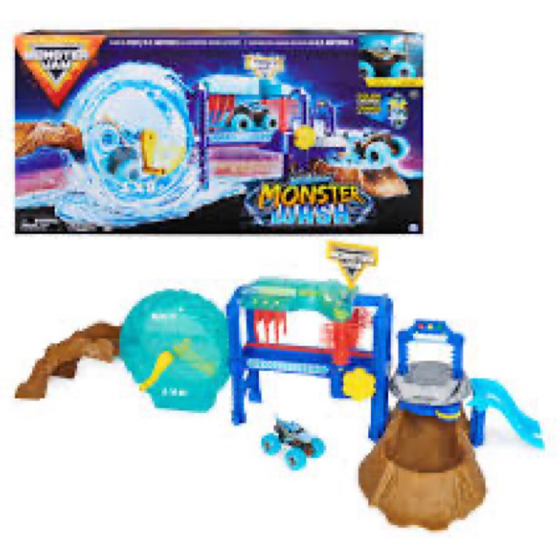 Monster Jam, Megalodon Monster Wash, Includes Color-Changing Truck, Interactive Water Play Kids Toys