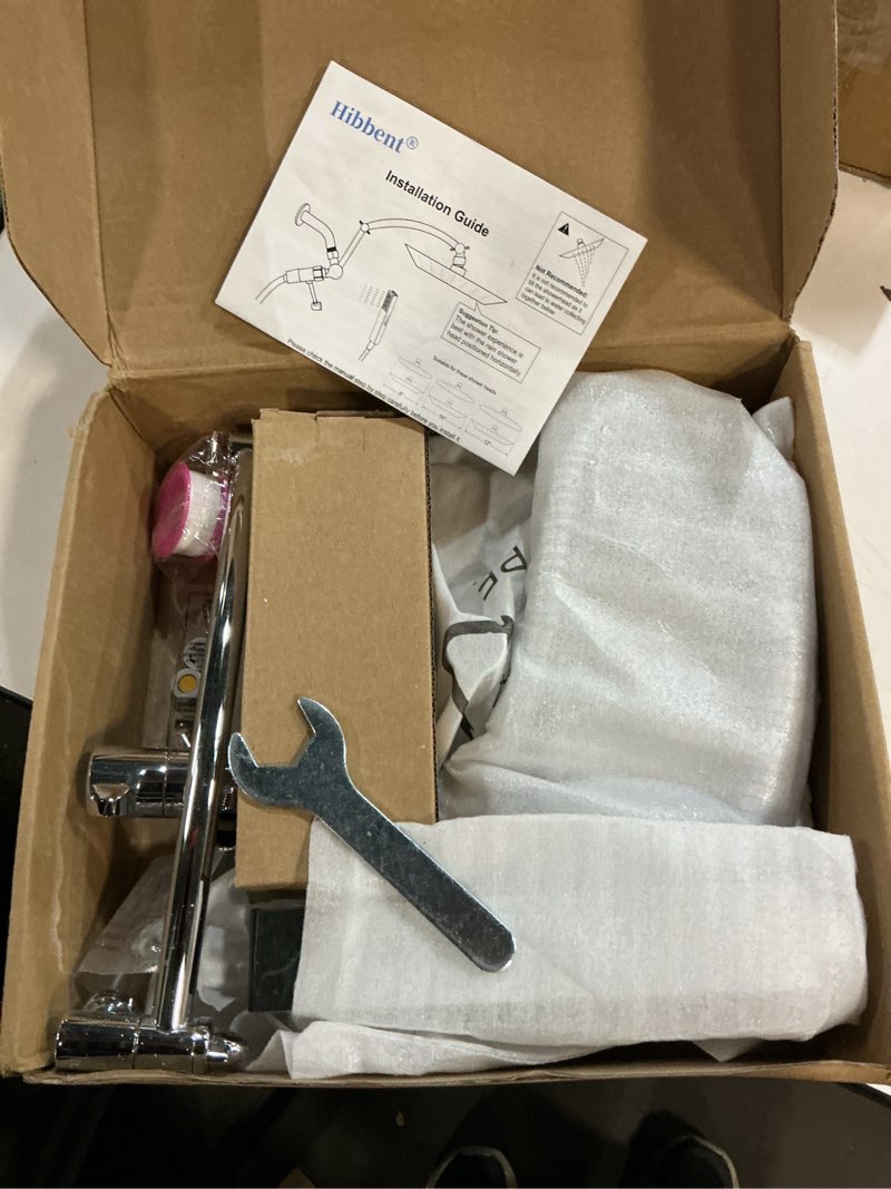 Condition photo showing Good Condition for hibbent all metal cupc certified 10'' rain shower head, dual shower head combo, high pressure handheld 4 sprays shower wand, 16'' adjustable extension arm, 71'' hose, shower holder, chrome square 10'' chrome