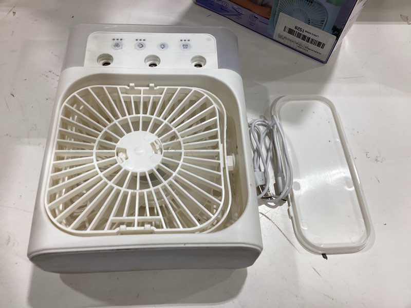 Condition photo showing As Is for portable air conditioners,2000mah rechargeable mini air cooler fans,500ml personal portable ac unit with 3 speed, 2 spray, 7 color, 3 timer, small desktop cooling fan for bedroom office (white)