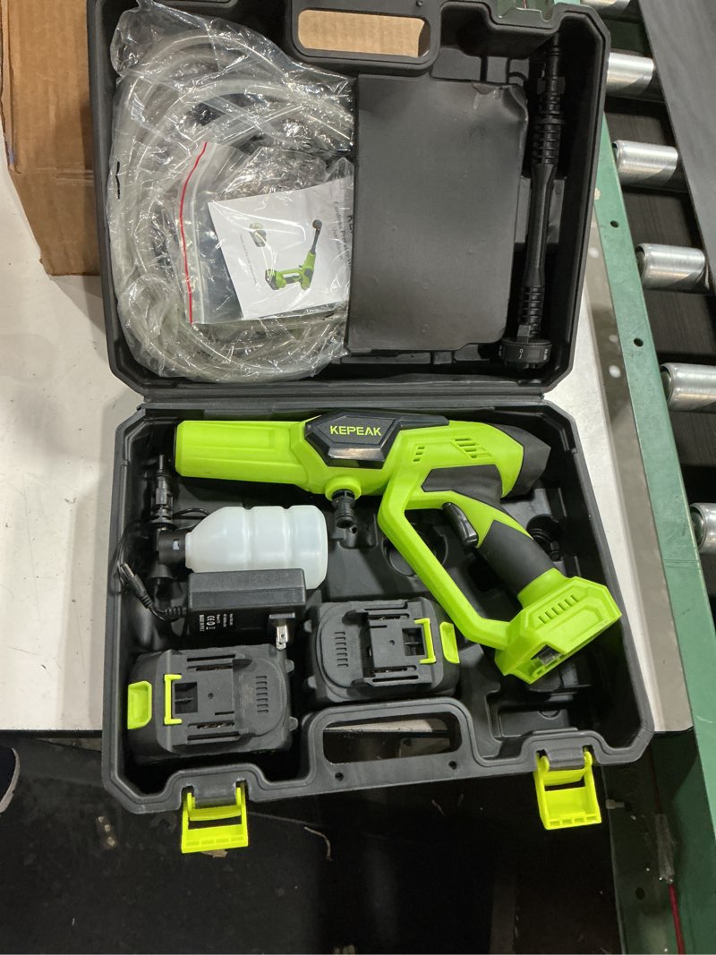 Condition photo showing New/Like New for kepeak cordless pressure washer, 1450psi portable power washer with 6-in-1 nozzle, 21v hand held pre