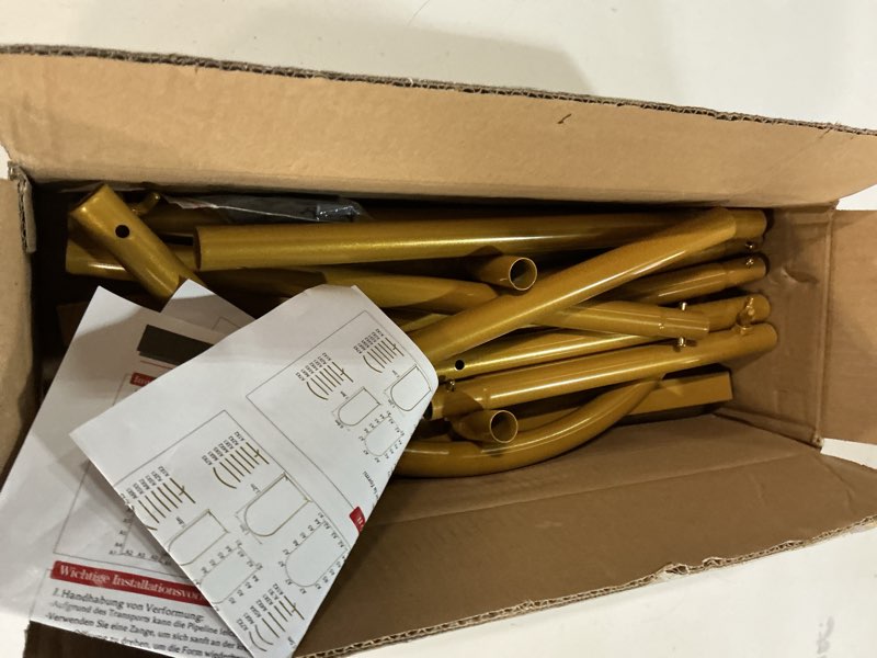 Condition photo showing As Is for Arch Backdrop Stand 4FT Gold Wedding Balloon Arched Backdrop Stand Metal Arch Frame for Birthday Party Bridal Baby Shower Ceremony Decoration 4FT Metal