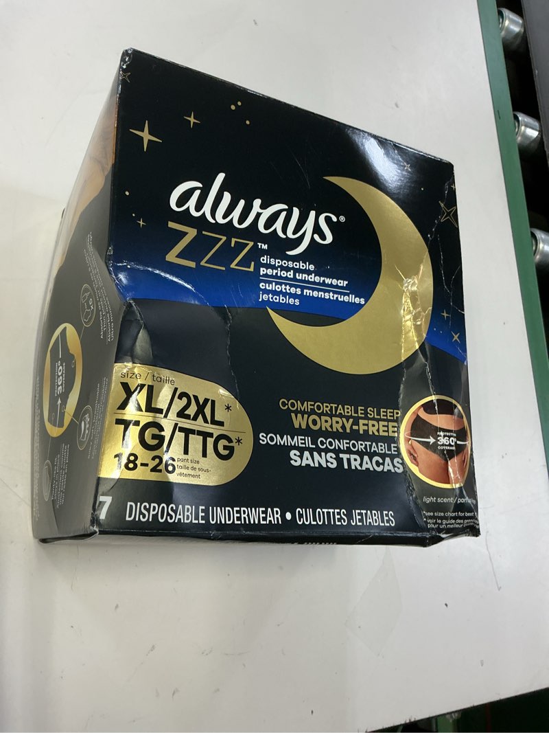 Condition photo showing New/Like New for always zzz disposable period underwear - xl/xxl - 7ct