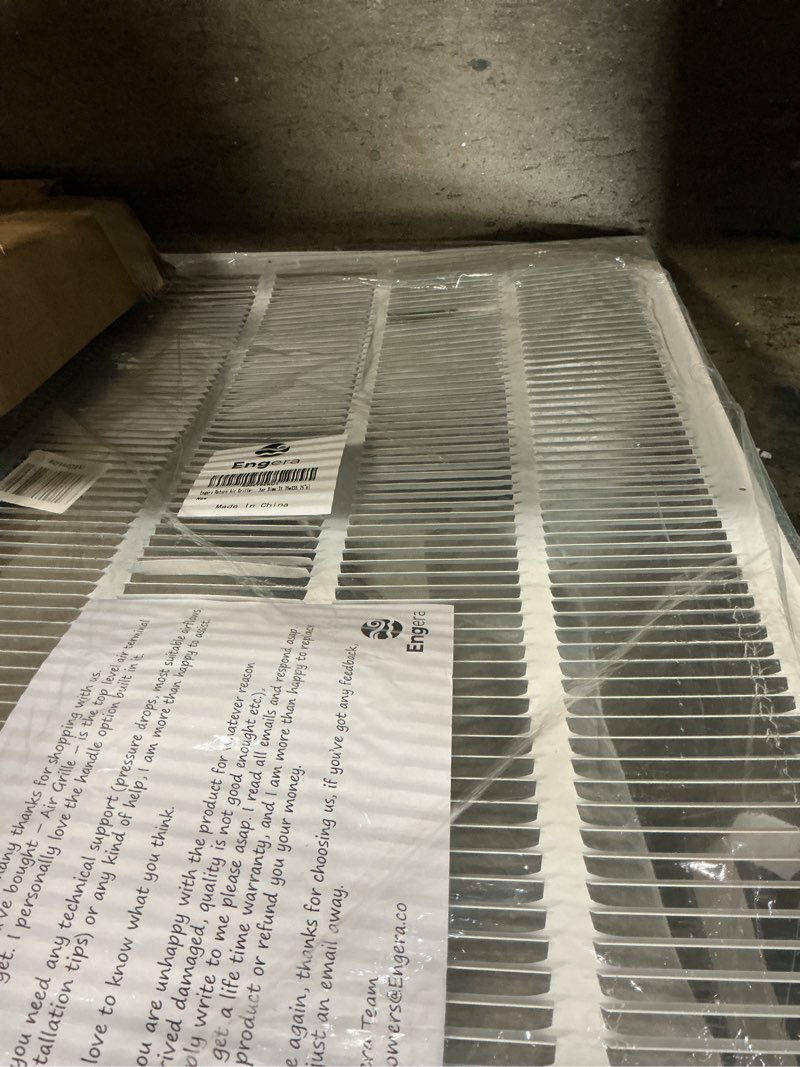 Condition photo showing As Is for engera return air grille - sidewall and ceiling - hvac vent duct cover diffuser - white 30" x 34" [outer dims: 31.75w x 35.75"h]