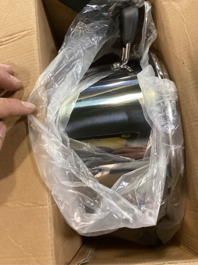 Condition photo showing Good Condition for 5 Quart 3-Ply Cooking Stock Pot with Lid, P&P CHEF Stainless Steel Large Pot for Pasta Soup, Work on Multi Stove, Heavy Duty & Dishwasher Safe, Dual Heat-resistant Handles & Transparent Glass Lid Transparent Glass, Tri-ply Stainless Steel 5 Quarts