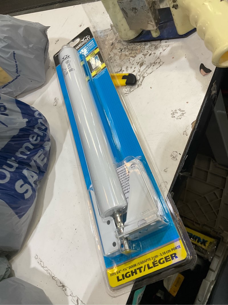 Condition photo showing As Is for wright products standard duty pneumatic closer, white v920wh