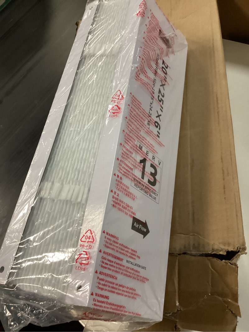 Condition photo showing Good Condition for 20x25x6 replacement filter for aprilaire space-gard 201 2200 2250 | merv 13 hvac ac furnace filter,fold design air filter,assembly required,(actual size: 19.75x24.25x6.00''),3pk