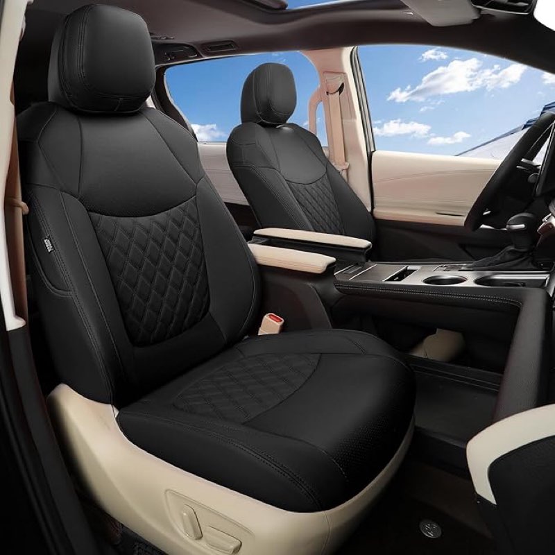 GIANT PANDA Front Car Seat Covers Custom Fit 2021-2025 Toyota Sienna LE, XLE Plus ( Front seat only ) 