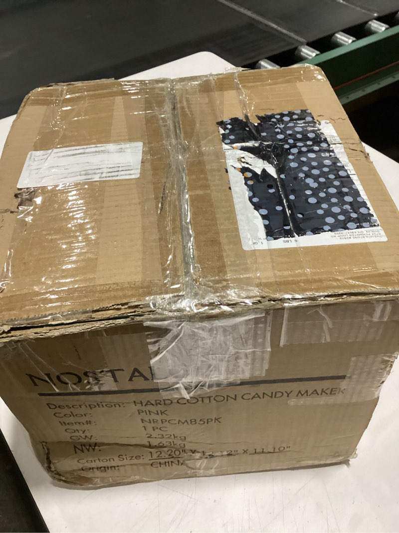 Condition photo showing As Is for Nostalgia Cotton Candy Machine - Retro Cotton Candy Machine for Kids with 2 Reusable Cones, 1 Sugar 