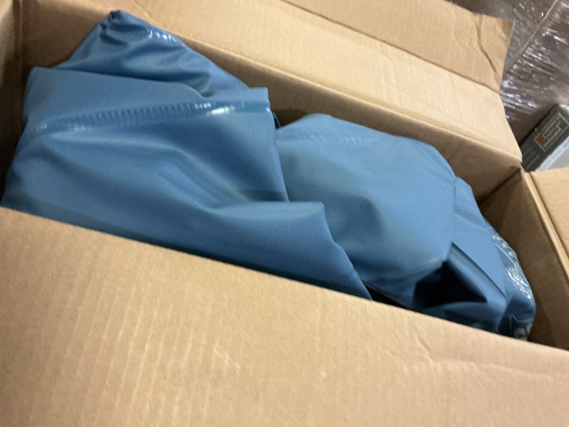 Condition photo showing As Is for intex elevated 18" pillow rest queen air mattress with internal pump - off-white/blue
