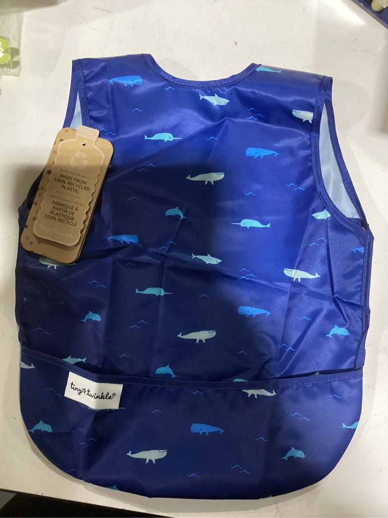 Condition photo showing New/Like New for Tiny Twinkle Mess Proof Baby Bib for Boys | Waterproof Toddler Bib for Eating | Baby Apron for Feeding, Machine Washable | Perfect Shower Gift (Ocean Life, 6–24M) Small 6-24 Months Ocean Life