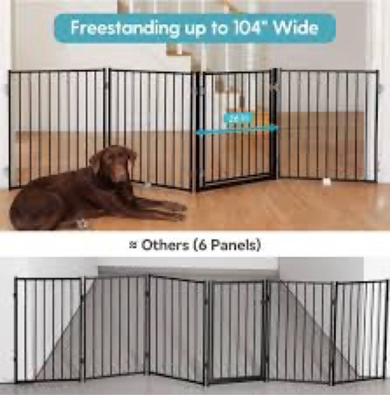 COMOMY 36\" Extra Tall Baby Gate for Stairs and Doorways - Fits 29.5\" to 48.8\" Wide Openings, Auto Close Extra Wide Dog Gate for House, Pressure Mounted Easy Walk Through Pet With Door, Black