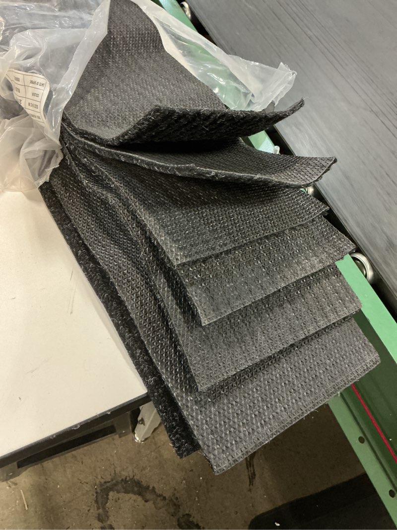 Condition photo showing As Is for Lifesaver Non-Slip Rubberback Solid 20 x 76  Indoor/Outdoor Stair Treads for Stair, Garage, Patio, Set of 7, Black
