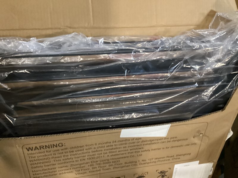 Condition photo showing Good Condition for Mumeasy 80" Extra Wide Baby Gate for Doorways, Stairs & Fireplace, Auto Close Dog & Pet Gate with Walk Thru Door, 3 Metal Panels, Hardware Mounted Child Safety Fence for House, Indoor/Outdoor, Black