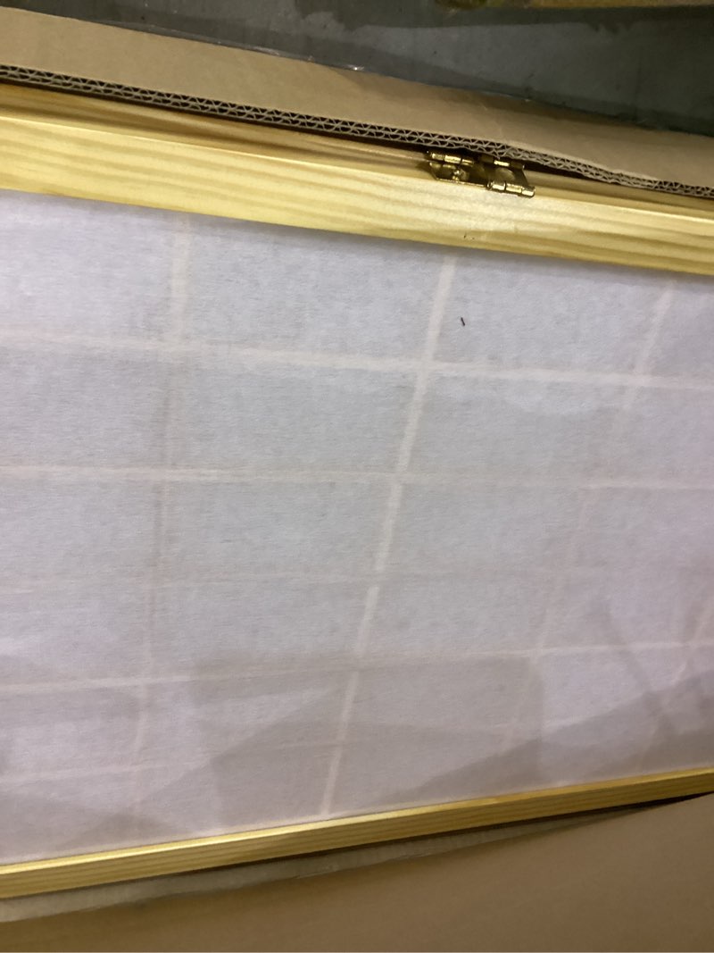 Condition photo showing As Is for Roundhill Furniture Oriental Shoji 4 Panel Screen Room Divider, Natual