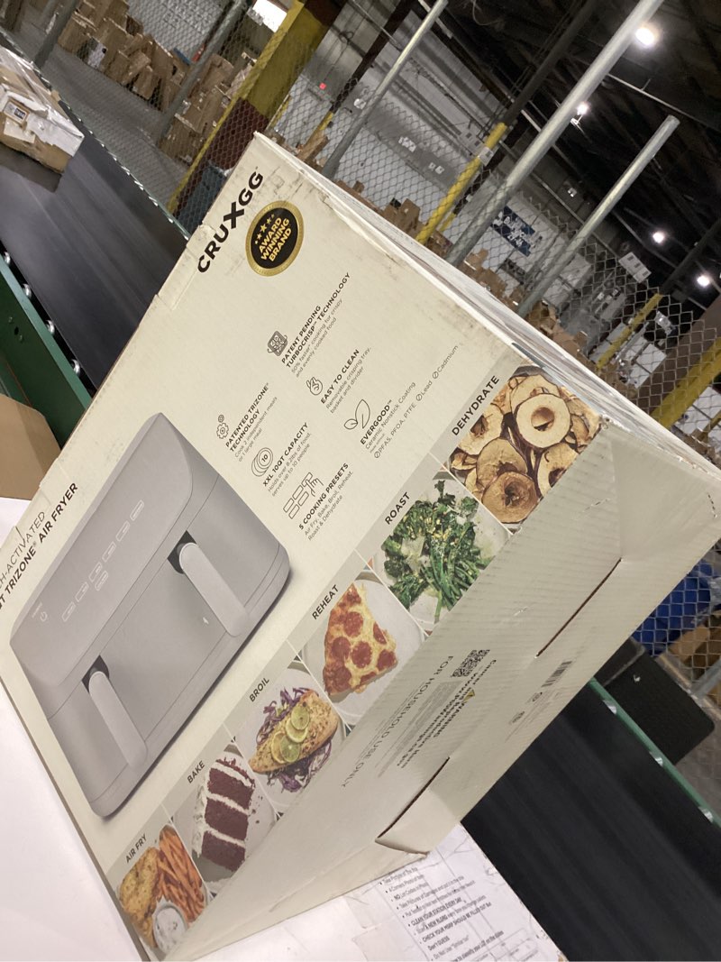 Condition photo showing Good Condition for cruxgg 10qt dual basket tri-zone air fryer gray: 1700w, cool touch handle, includes fry basket & crisping tray