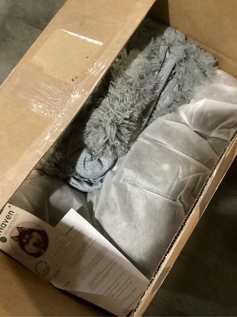 Condition photo showing Good Condition for FurHaven 45" Calming Donut Dog Bed for Large Dogs, Round Plush Donut Design with Soft Filling for Snuggling Comfort, Removable Washable Cover, Jumbo XL, Shaggy Faux Fur, Gray Jumbo Gray