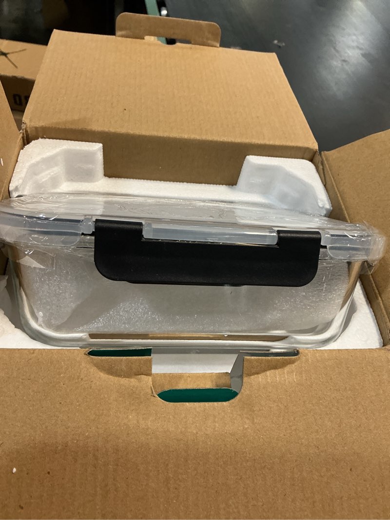 Condition photo showing New/Like New for homberking 10 pack borosilicate glass meal prep containers with locking lids, glass food storage containers set, airtight lunch bento boxes, bpa-free & leak proof, 36oz & 14oz, freezer, oven safe black 10 pack