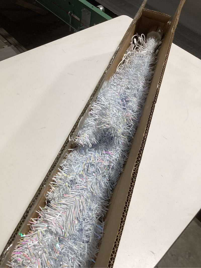 Condition photo showing Good Condition for National Tree Company 4 ft Pre-Lit Mini Artificial Christmas Tree, White Iridescent Tinsel, 70 Clear Lights, 110 Tips, Includes Stand