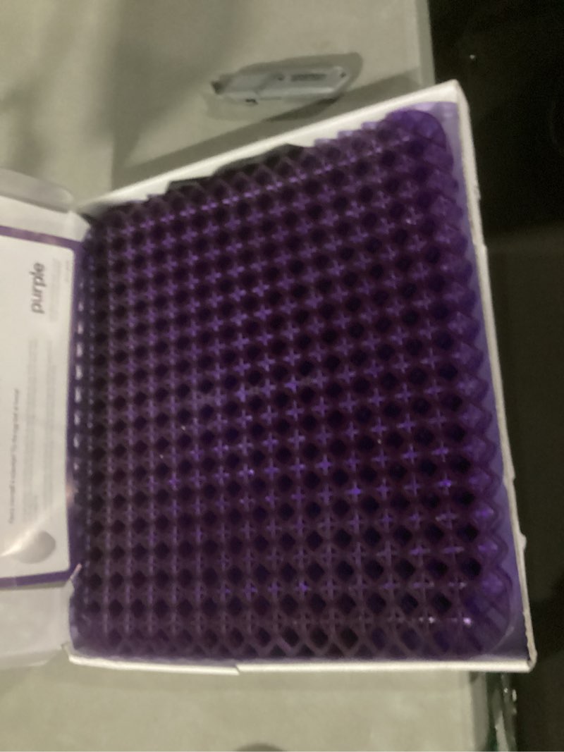 Condition photo showing Good Condition for purple simply seat cushion | pressure reducing grid designed for ultimate comfort | designed for cars and travel | made in the usa