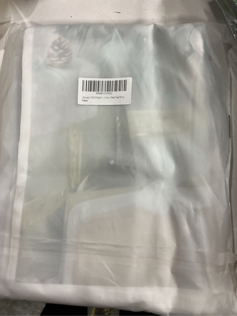 Condition photo showing New/Like New for 7x5ft Christmas Decor Backdrop Photograph Winter Snow Scenery Photo Backdrop Green X-mas Trees Leaves Background Photography Photo Booth Shoot Christmas New Year Party