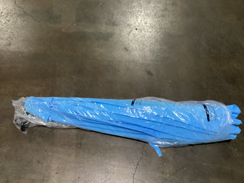 Condition photo showing Good Condition for wikiwiki 10ft patio umbrella with base included, outdoor offset cantilever umbrella with sandbag base for backyard, garden and pool, easy to tilt and crank, sky blue