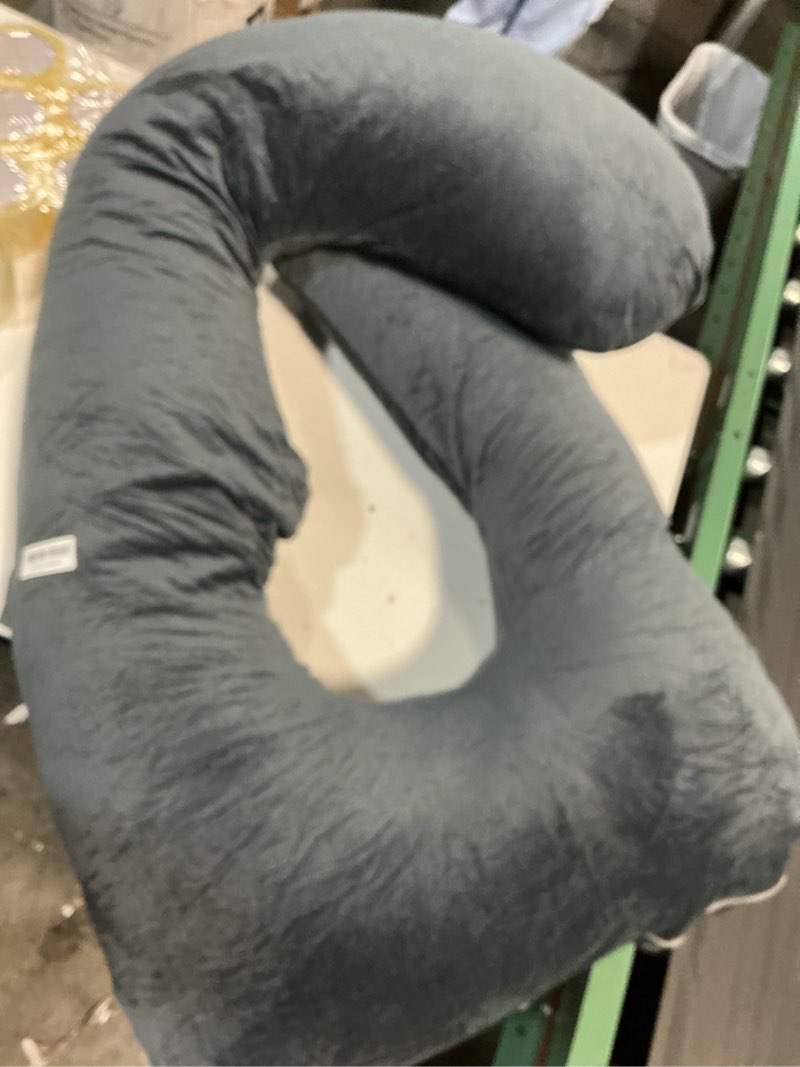 Condition photo showing Good Condition for Pregnancy Pillow, Full Body 57 Inch Maternity Pillow with Removable Washable Cover - Sleep Support for Legs, Back, Neck, Shoulder, HIPS, Belly for Pregnent Women, Black Grey Velvet Cover Black-grey Velvet