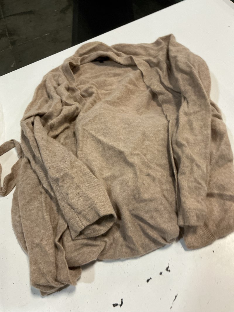 Condition photo showing As Is for quince mongolian cashmere robe, m, oatmeal
