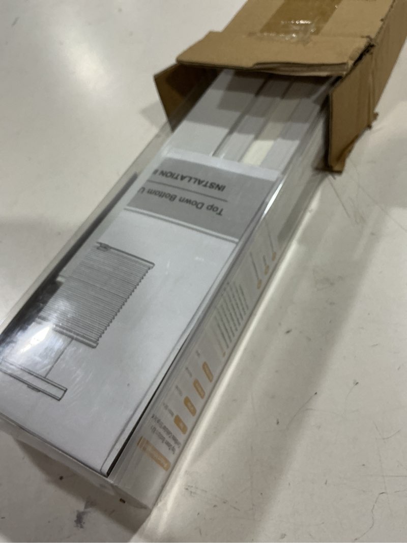 Condition photo showing New/Like New for sunfree top down bottom up cellular blinds,cellular shades blackout, honeycomb window shade for windows, 24" w x 36" h, white(light filtering) light filtering-white 24"w x 36"h
