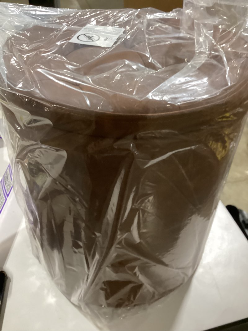 Condition photo showing Good Condition for round ottoman with storage set of 2, 12.6"w x 14.17"h & 14.76"w x 17.32"h faux leather button tufted storage ottoman, boucle vanity stool footrest coffee table for living room, bedroom, brown brown 14.8"d x 14.8"w x 17.3"h