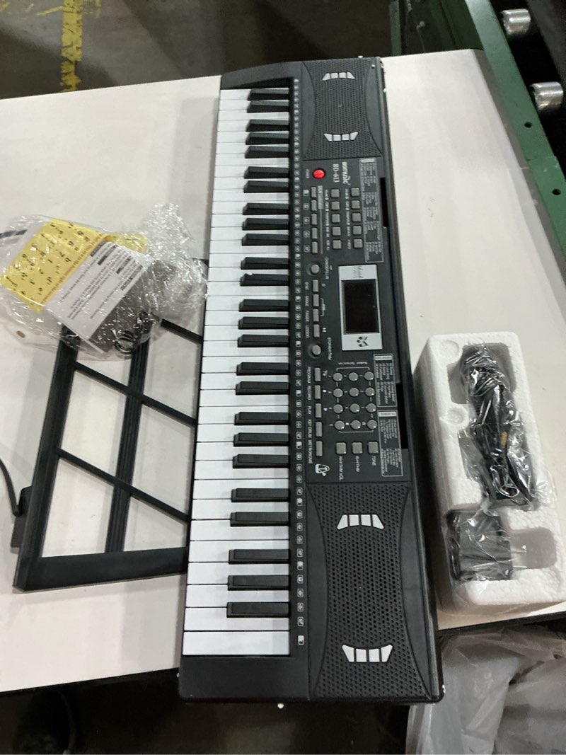 Condition photo showing Good Condition for 61 Keys Electronic Digital piano, Portable Keyboard Piano with Built-in Speaker and Microphone, Sheet Stand and Power Supply, Keyboard Piano Teaching Gift for Beginners Eelectric