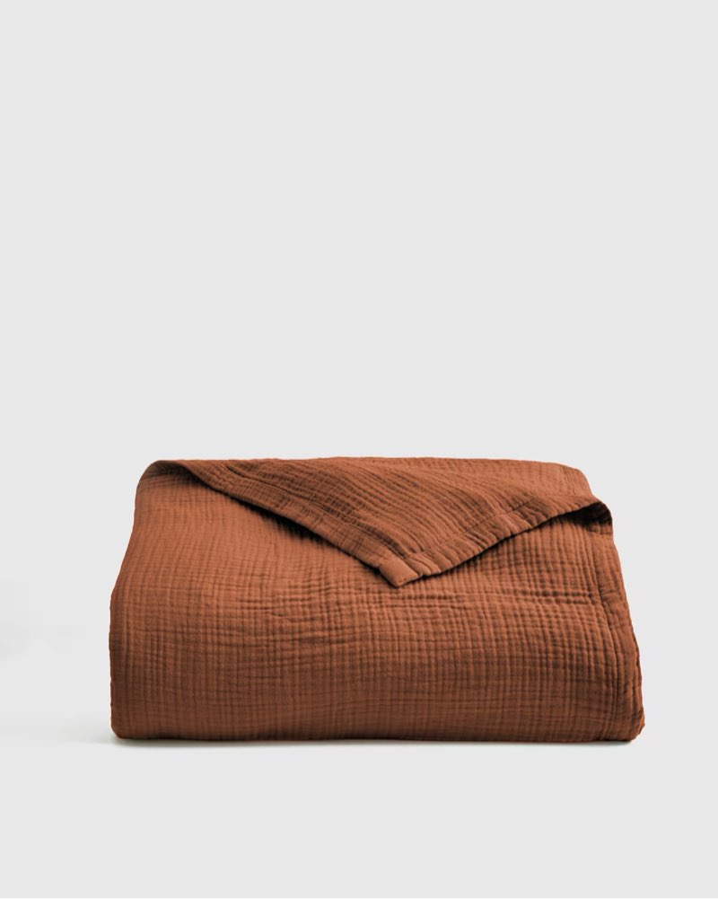 organic cotton gauze blanket color terracotta size king 