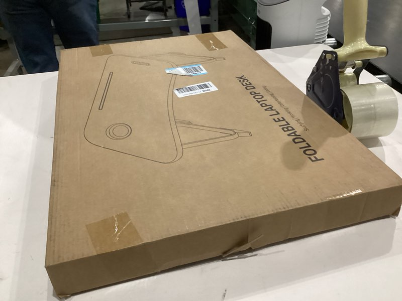 ZEAPTAC Laptop Bed Desk, Foldable Lap Desk, Portable Lap Table, Laptop Stand with Cup Holder & Table